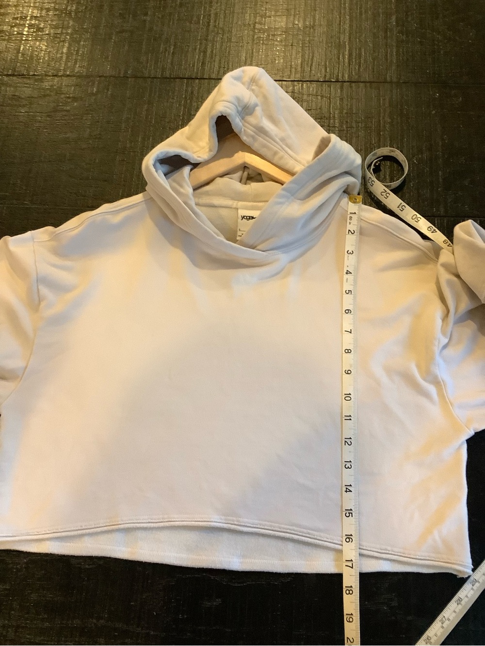 Nike Yoga Cropped Hoodie Sweatshirt in Light Cream - Picture 6 of 6